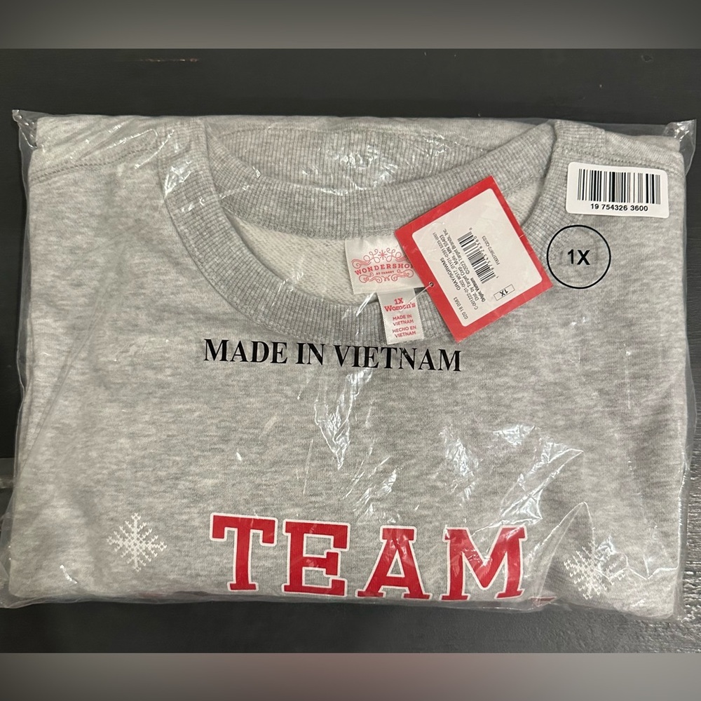Wondershop NWT 1X Women's Team Holiday Spirit Matching Family Sweatshirt gray - Picture 8 of 9